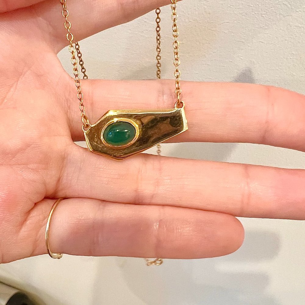 14K Gold Plated Coffin Necklace